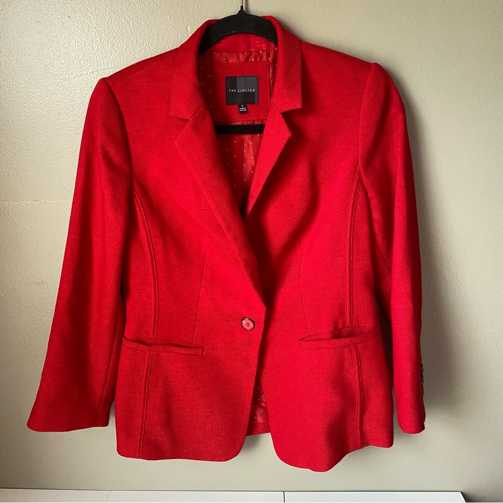 The Limited Red Single-Button Tailored Blazer size Small
